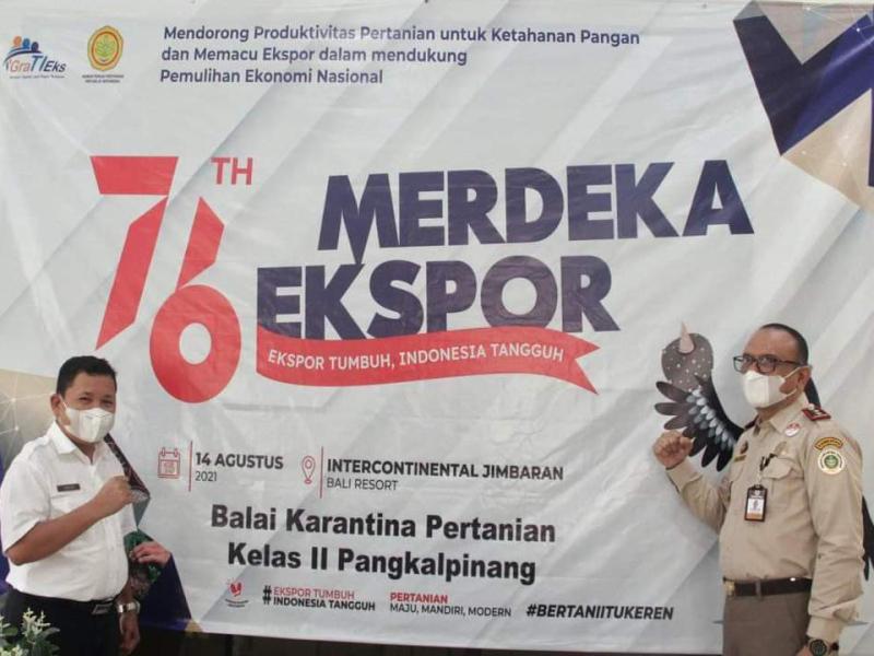 Juaidi Saksikan Merdeka Ekspor 7,2 Triliun Secara Daring dari Kantor Karantina Pangkalpinang 