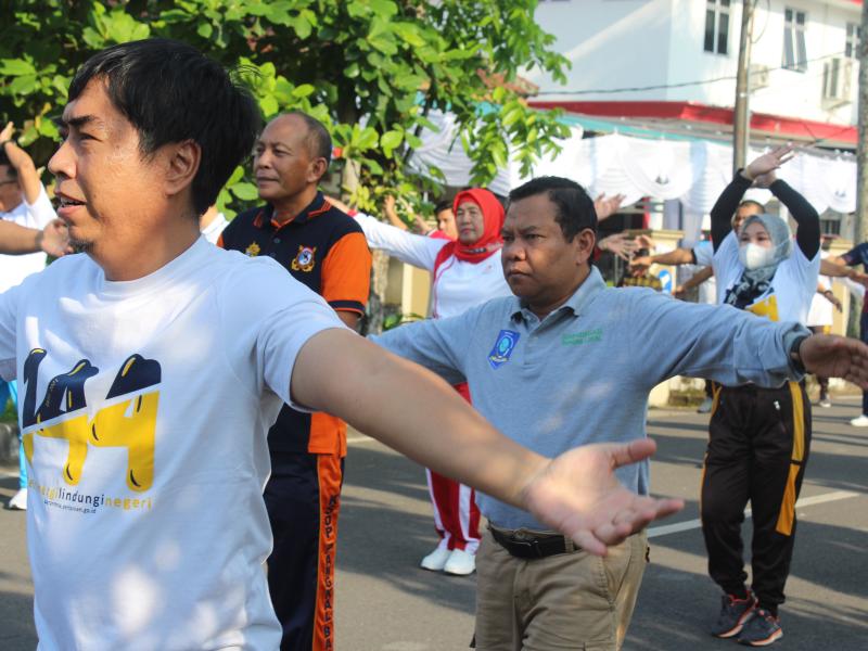 Perkuat Sinergitas, Kepala Dinas Pertanian Babel Senam Pagi Bareng Pimpinan Instansi Vertikal di Pangkal Balam 