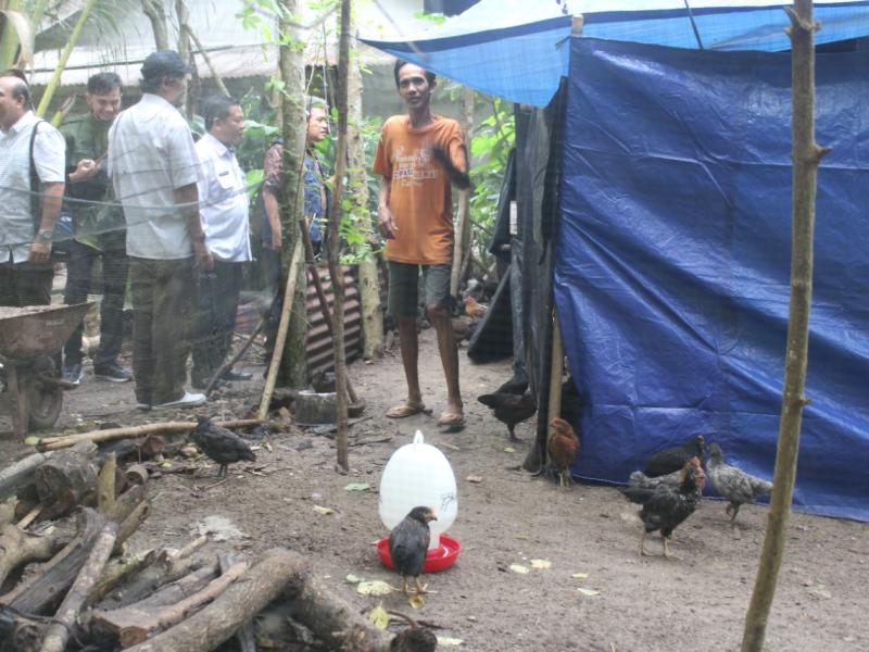 Kepala Dinas Pertanian Babel dan Balai Veteriner Medan Monitoring Bantuan Ayam KUB di Desa Kebintik 